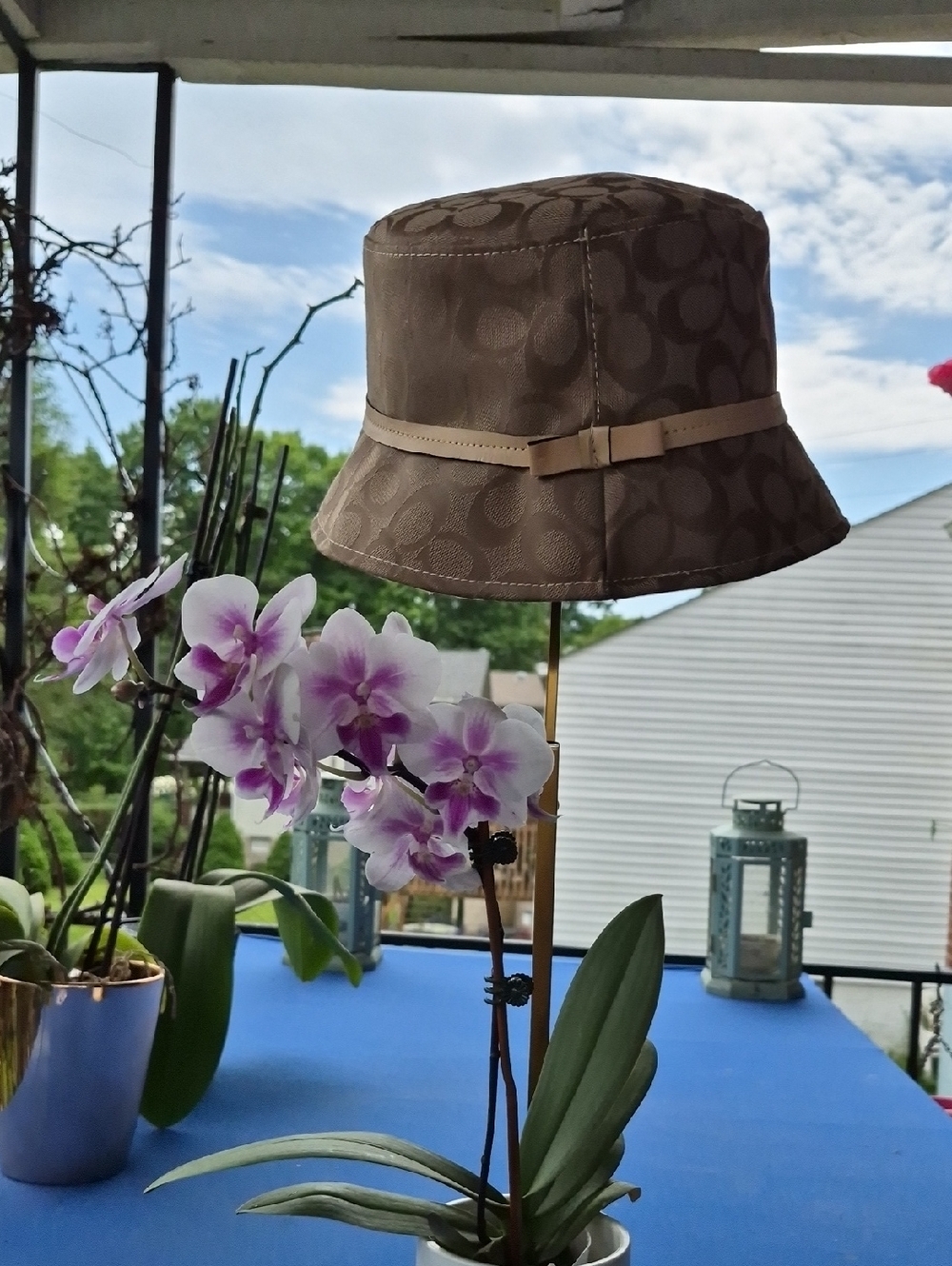 COACH BUCKET HAT 🌼 Y2K VINTAGE 🌼 Signature C Cotton Jacquard & Leather, Sz M
